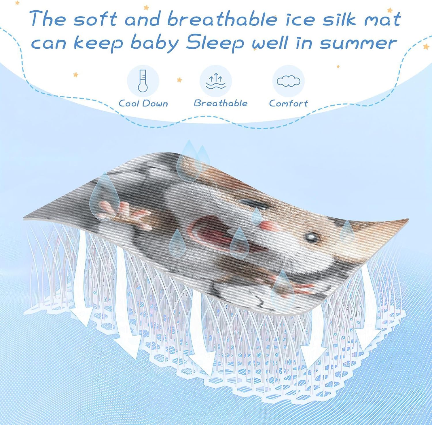 Cooling Baby Bed Mattress 28" x 52" Reusable Funny Mouse 3D Wall Art Pads for Kids for Kids, Adult