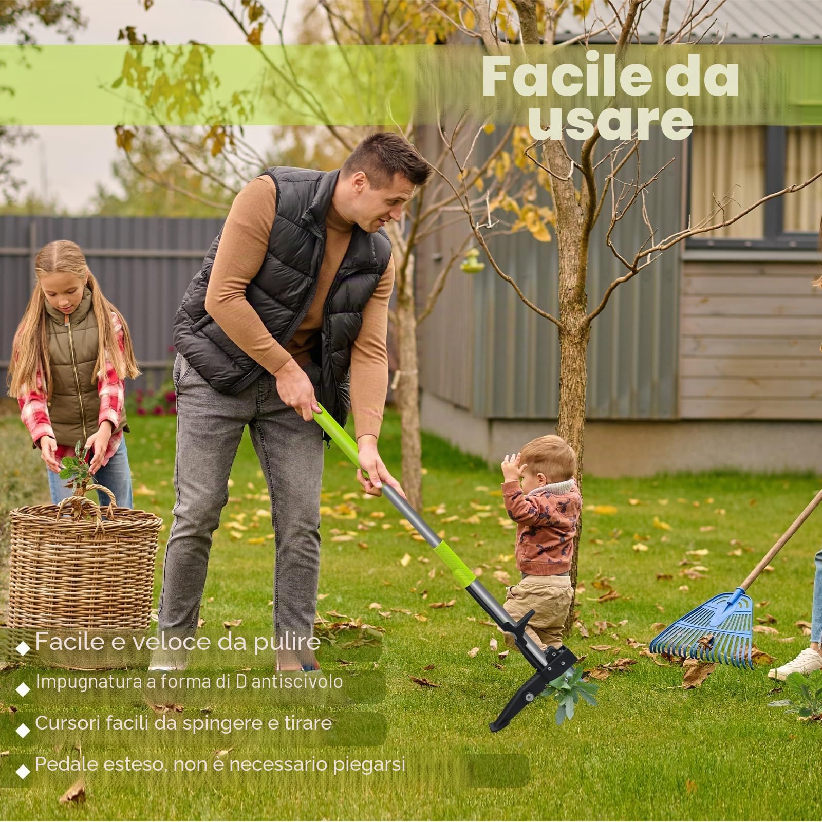 Gardtech Estrattore per Erbacce in Piedi, estrattore per Erbacce con Manico Lungo da 40-47 Pollici, Strumento per diserbo per la rimozione delle Erbacce a 4 Artigli Deluxe