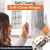 Vista 2 de DecoBasics Bisagras de gabinete de cierre suave superpuestas de 5/8 pulgadas para armarios de cocina (50 unidades) - Bisagra de puerta de gabinete