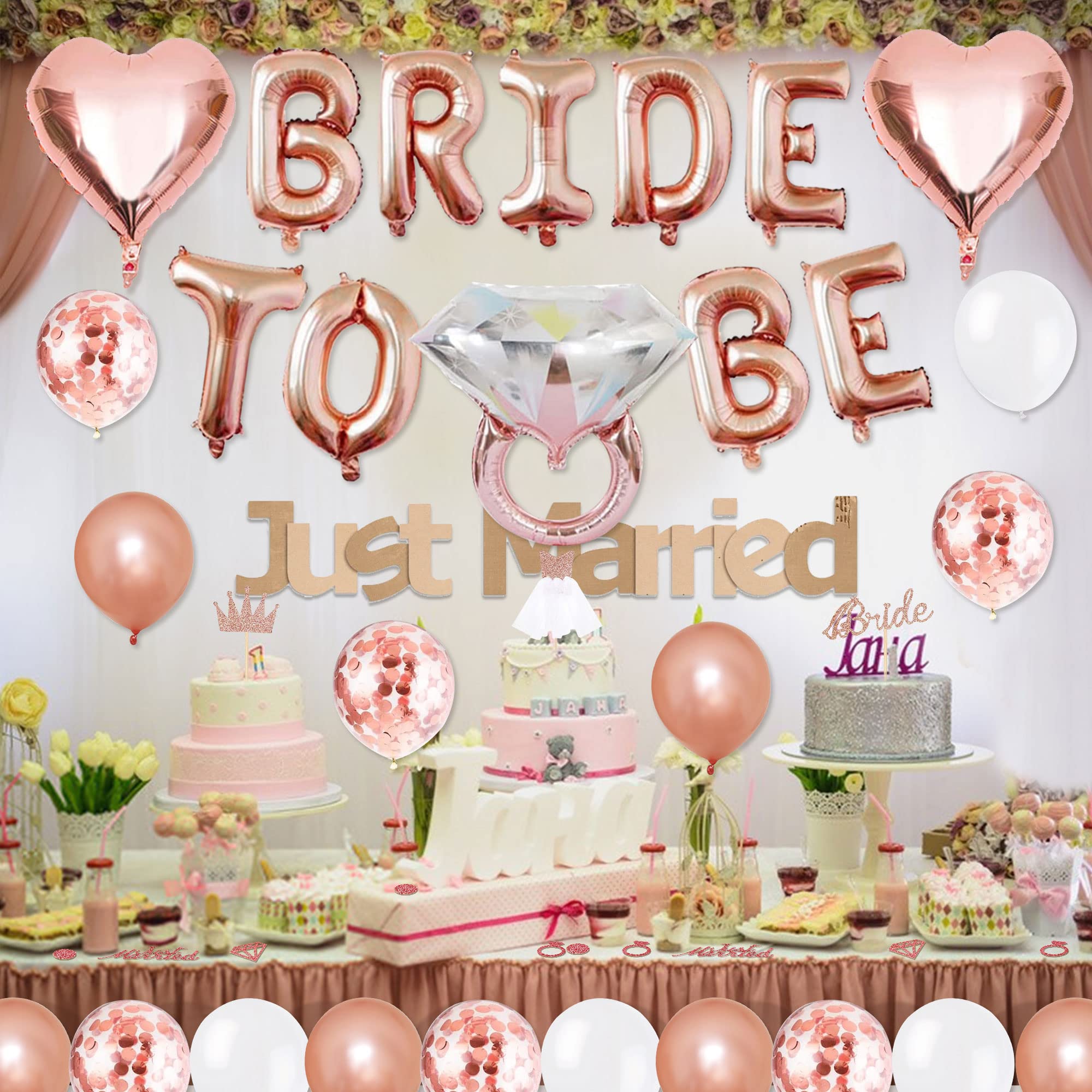 Kit Ballons "Bride To Be" Or Blanc Pour Enterrement De Vie De Jeune Fille - Décorations Fête Prénuptiale - 11