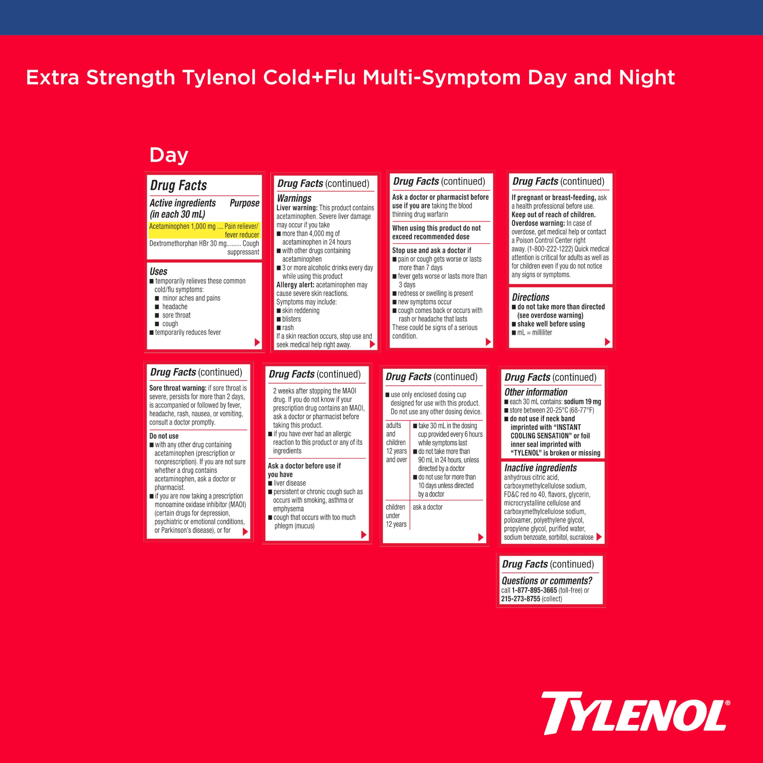 Tylenol Extra Strength Cold + Flu Multi-Symptom Relief Liquid, 2 x 8 fl oz — Amazon image 7