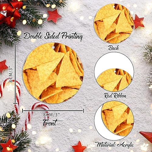 Miniatura 3 de Adorno de Navidad mexicano de tortilla de maíz acrílico adornos para decoraciones de Navidad, divertidos y deliciosos adornos de decoración de árbol