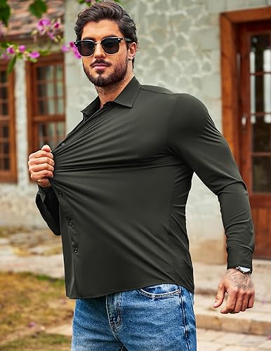 Miniatura 2 de COOFANDY Camisa de botones con estampado de flores de lujo para hombre