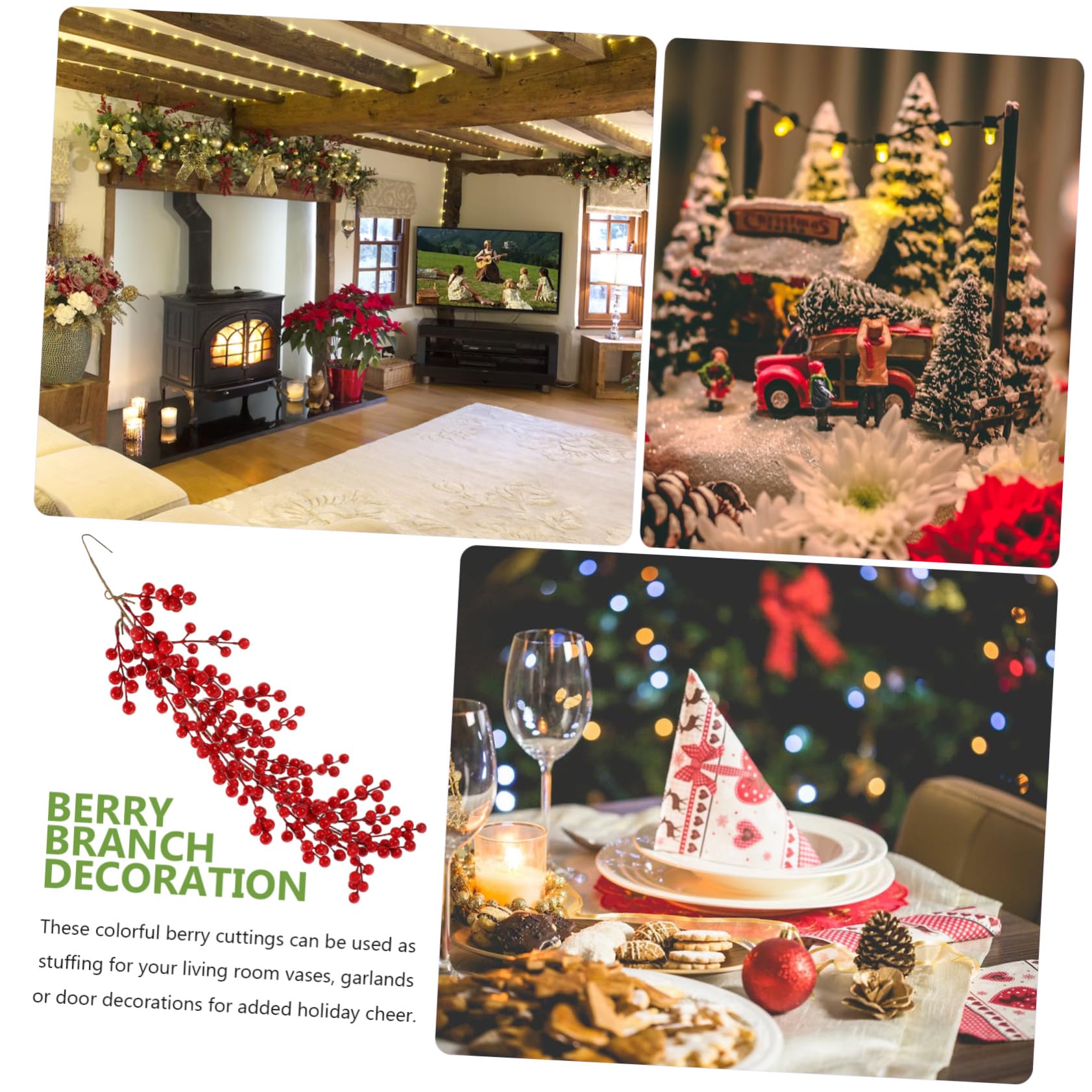 DECHOUS 2pezzi Bacche Natalizie Artificiali Per Decorazioni Ramo Di Bacche Per Ghirlande e Addobbi Di Natale e Riutilizzabili Naturali e Texture Realistiche Per Decorare Casa e Portico