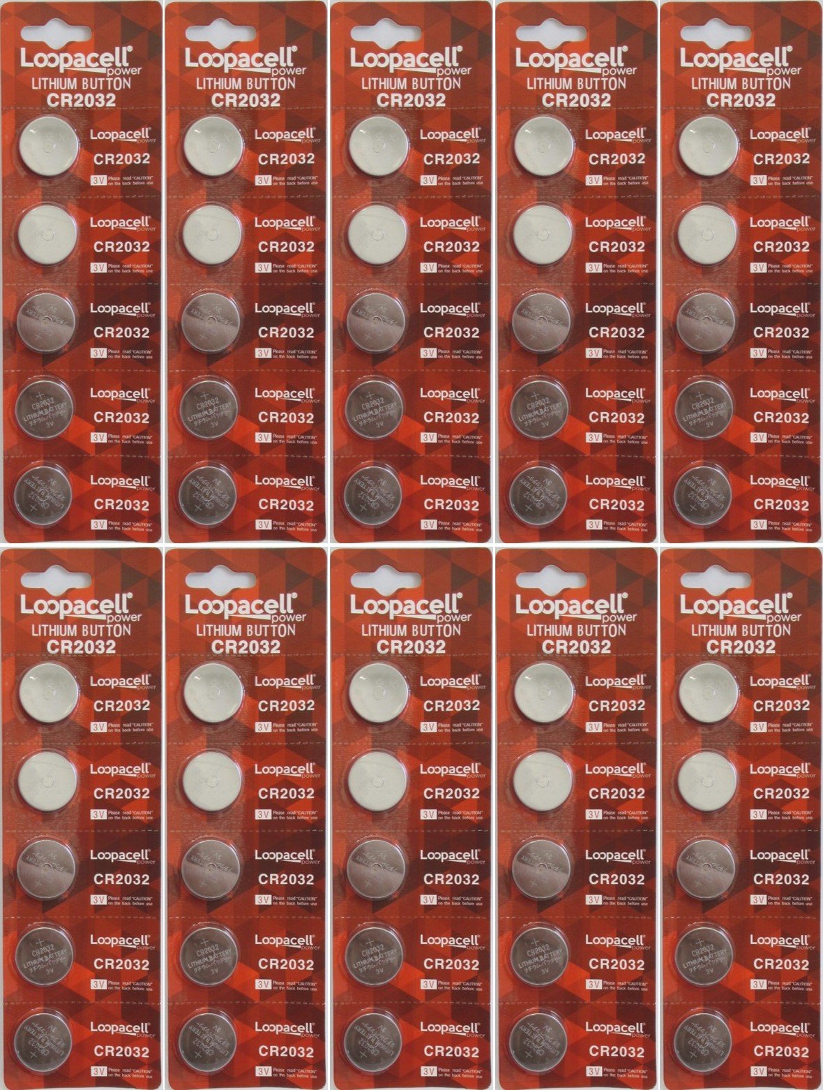 Loopacell CR2032 Lithium 3V 50 Batteries