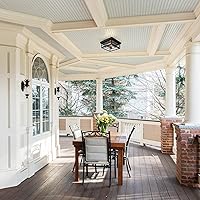 Vista 6 de Outdoor Flush Mount Motion Sensor Ceiling Light - Timeless Industrial Design with Seeded Clear Glass for Your Porch, Driveway, Covered Patio, negro