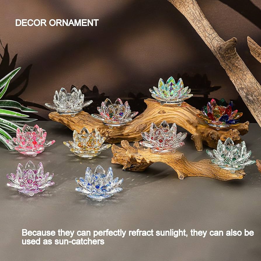 Amazon.co.jp: 開運クリスタルガラス 蓮の花 書道 文鎮 サン