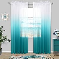 Vista 28 de KOUFALL Cortinas de ventana de baño para ducha, juego de 2 paneles de cortinas cortas transparentes en blanco y negro para cocina, dormitorio