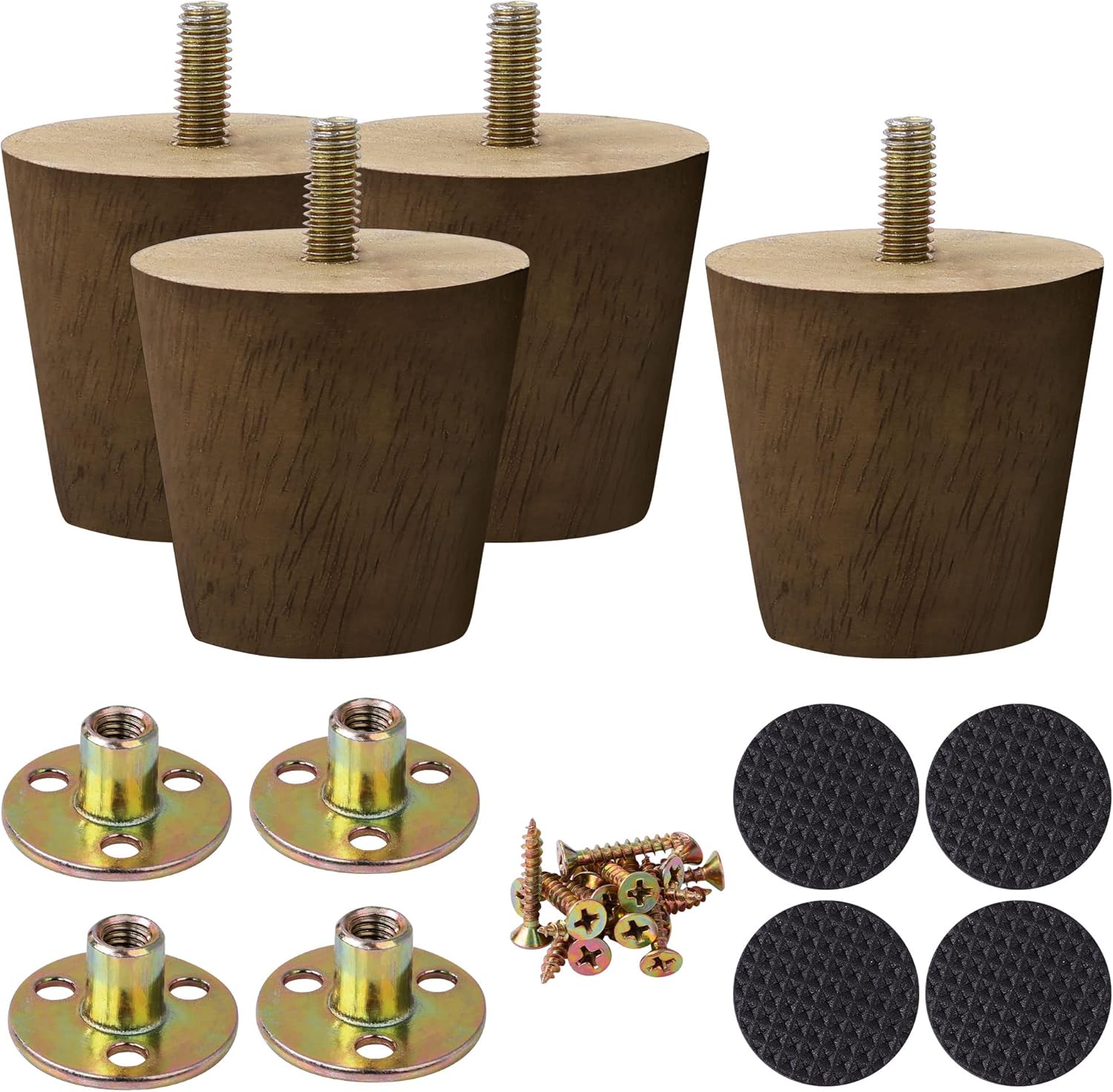 sourcing map Wood Furniture Legs, 2 Inch Sofa Legs Round Solid Wood