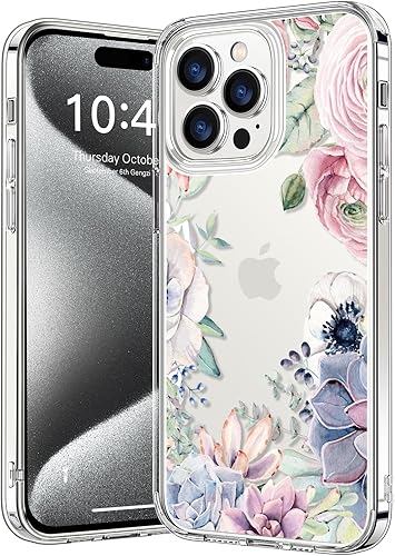 bicol Funda compatible con iPhone 15 Pro, funda transparente con diseños de moda para niñas y mujeres, ajuste delgado, a prueba de golpes, funda