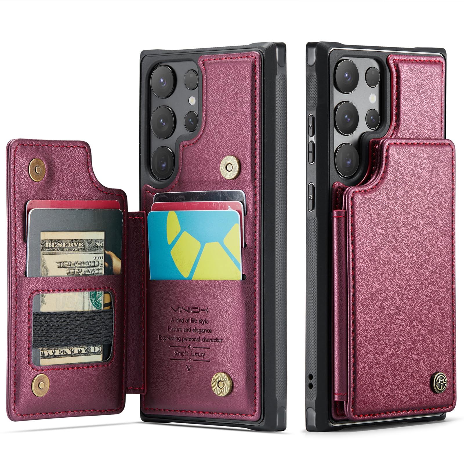 Vinich for Samsung Galaxy S24 Ultra Wallet Case with Card Holder, RFID Blocking Credit Slots Kickstand Shockproof Phone Cover Fit for Galaxy S24 Ultra