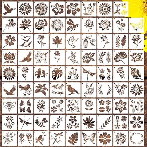 80 plantillas para pintar sobre madera, plantillas de flores reutilizables, plantillas de granja, plantillas de plástico oceánico, plantillas de