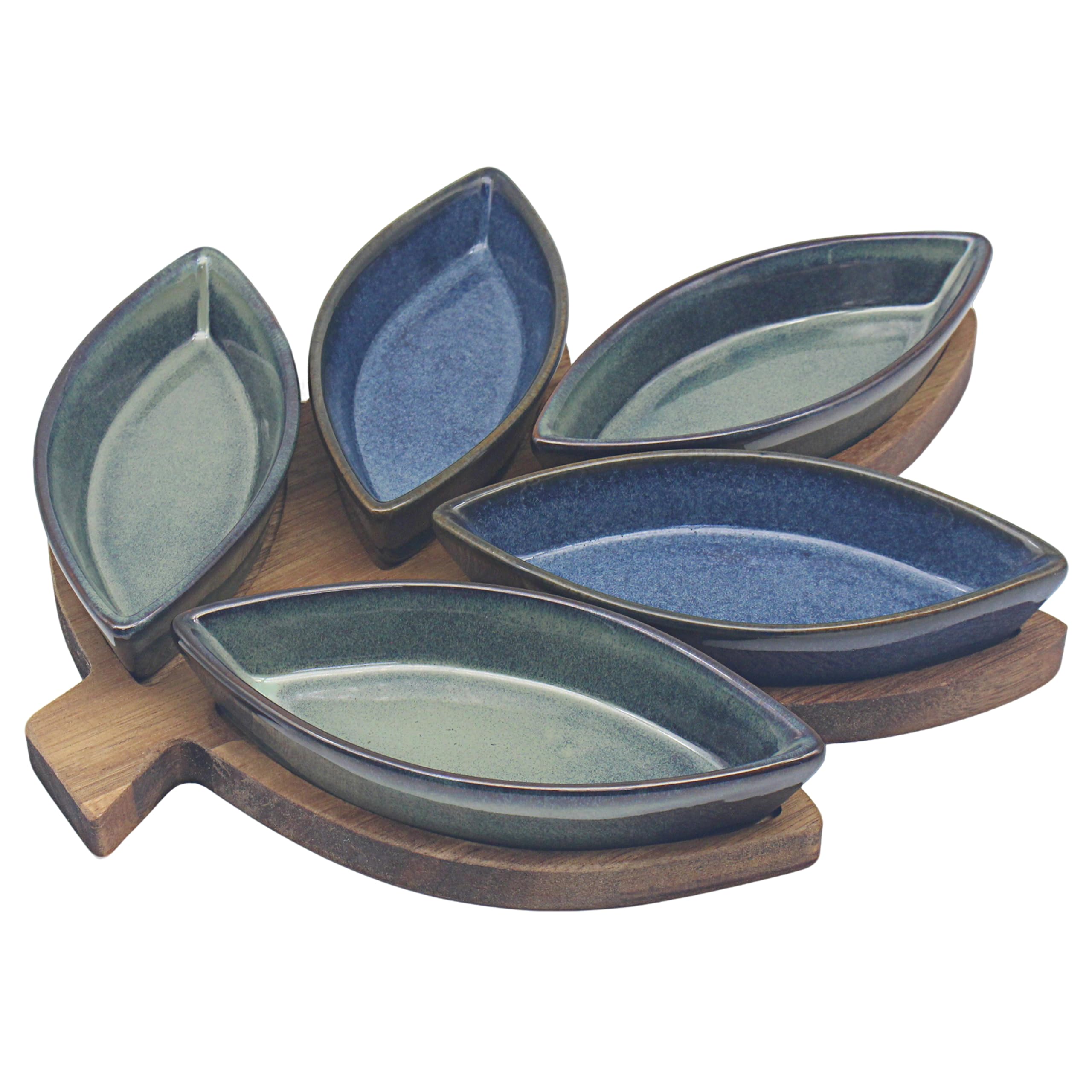 Lesser & Pavey Elements Housewares Leaf Snack Dishes on Tray S5 | Snack Tray with Serving Dishes | Plastic Trays for Food Serving for Eating | Party Food Trays and Everyday