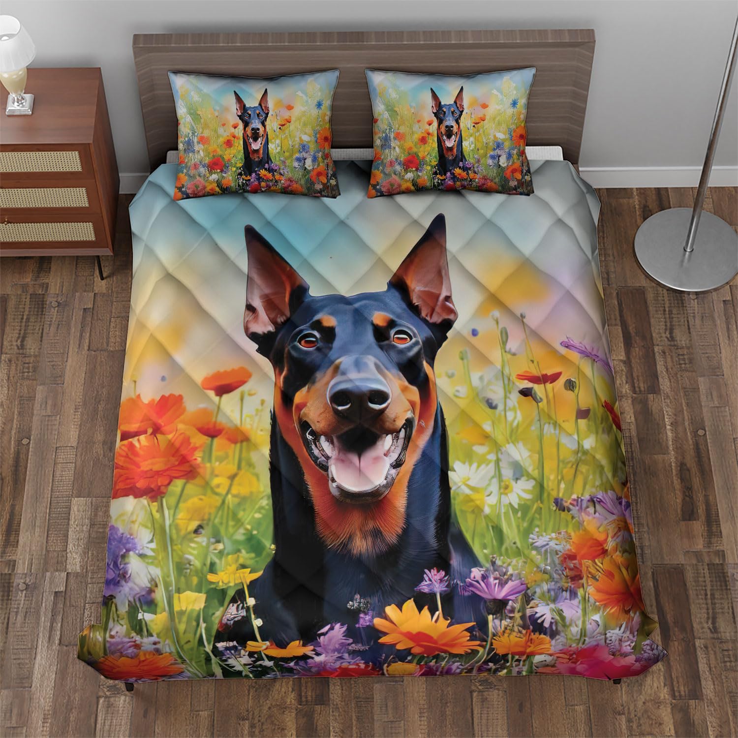DOBERMANINFINITY タオルセット Amazon.com: Ninety3POD Welcome Spring Summer Doberman Pinscher