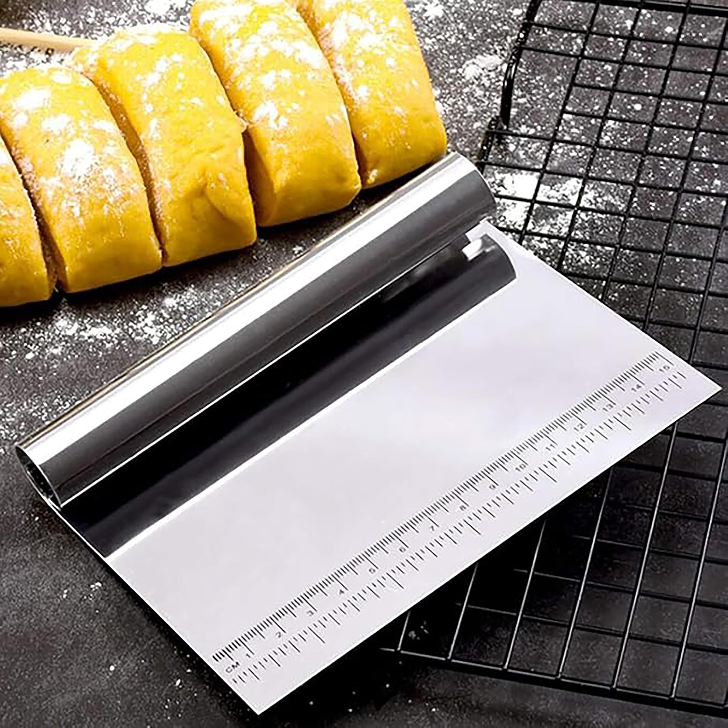 Promosyonca Metal Pasta Kesici ve Ölçekli Hamur Kazıyıcı, Paslanmaz Çelik