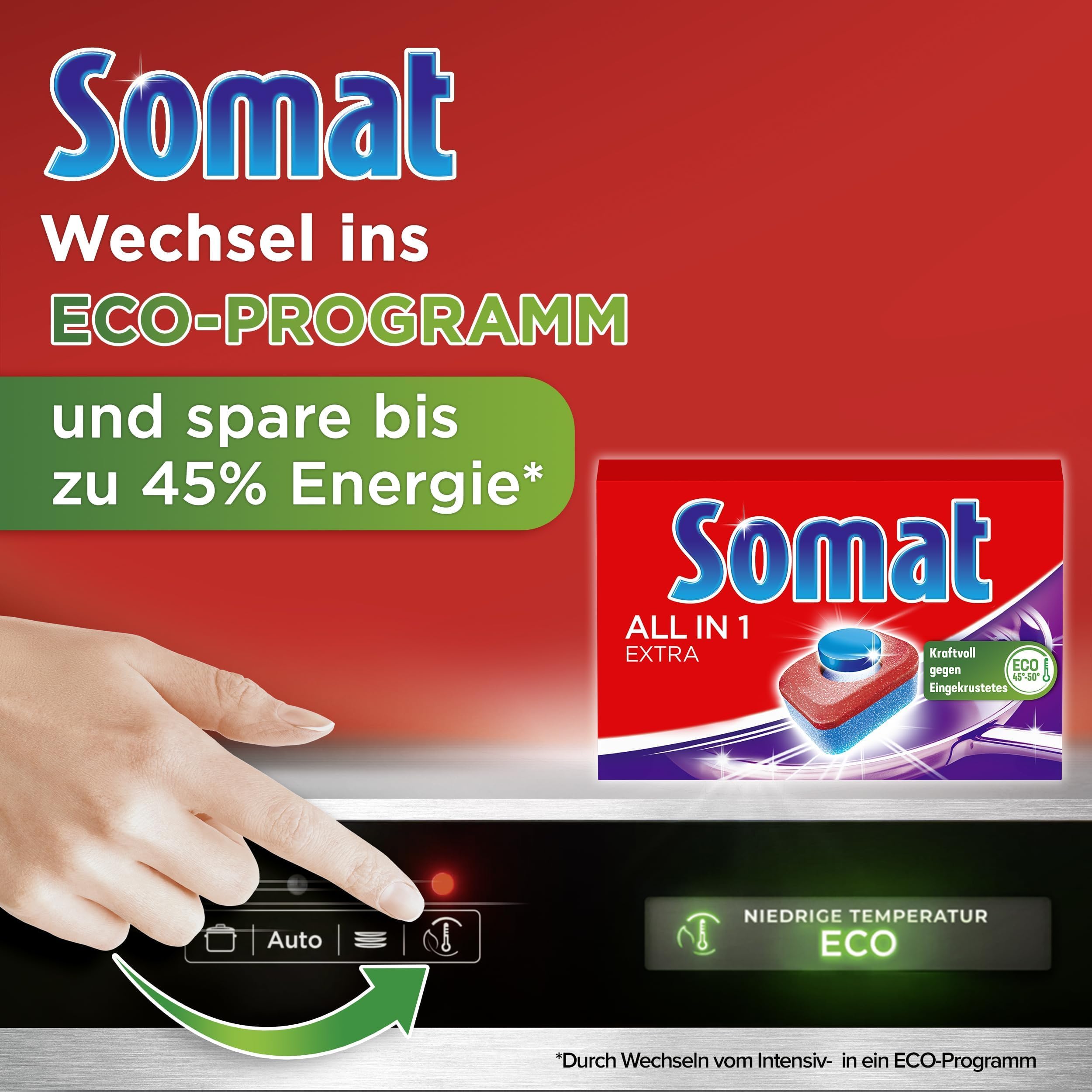 Somat All in 1 Spülmaschinen Tabs (6 x 100 Tabs), Geschirrspül Tabs für strahlende Sauberkeit auch bei niedrigen Temperaturen, kraftvoll gegen Eingetrocknetes