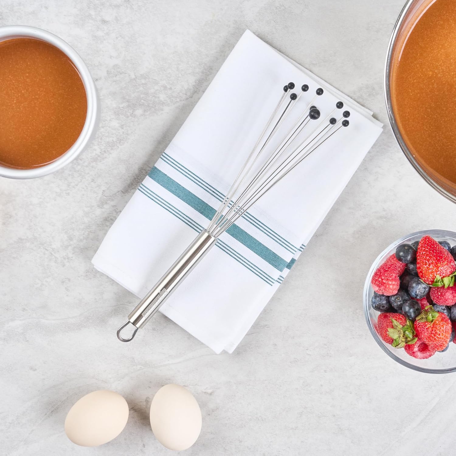 Restaurantware 10.5 in Stainless Steel Ball Whisk with Silicone Tips - German Standard Sauce & Gravy Whisk, Non-Scratch, Dishwasher Safe - Non-Stick Safe Silicone Ball Whisk for Baking - Image 9