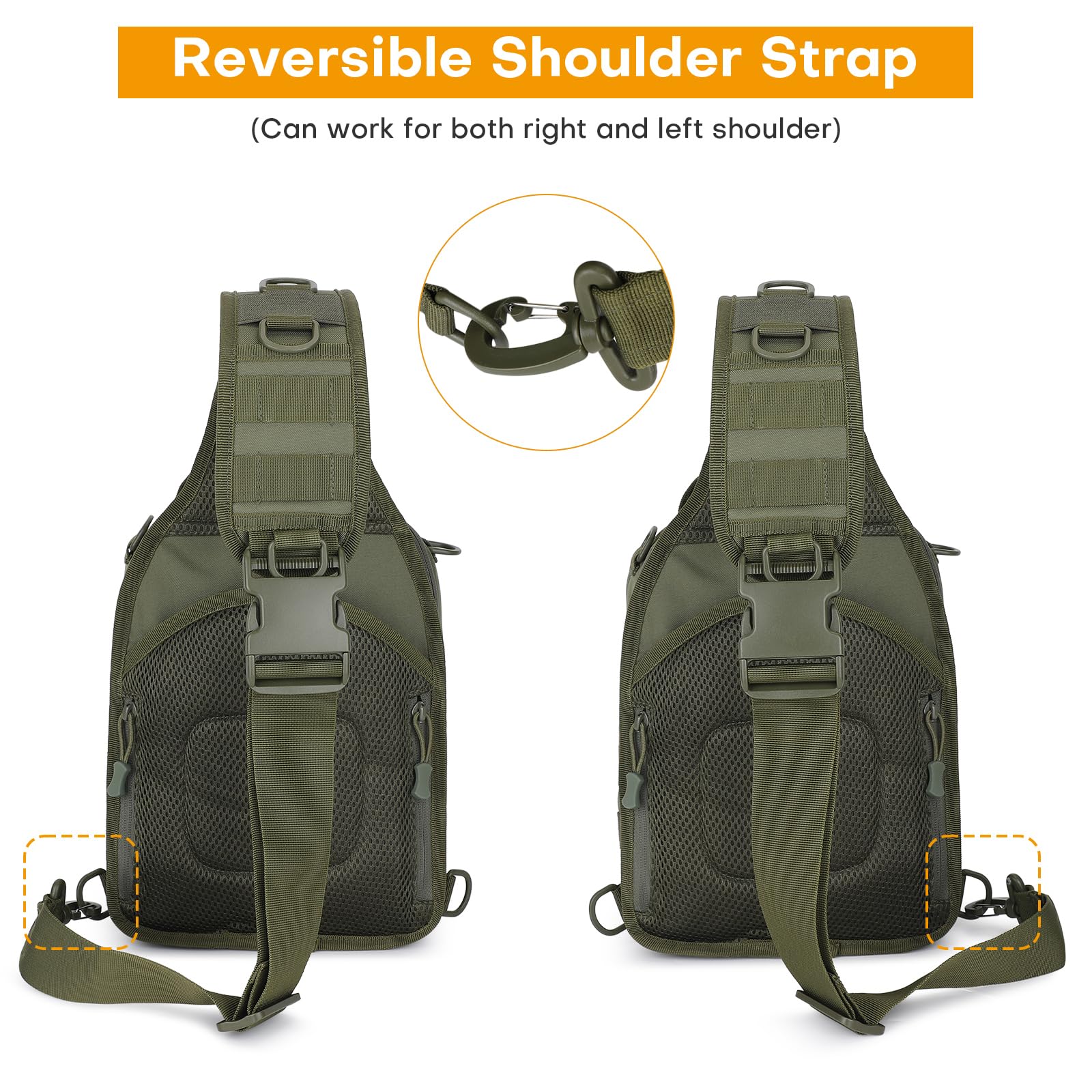 HUNTVP Brusttasche Schultertasche Chest Pack Slingrucksack Molle Crossbody Bag Umhängetasche Mini für Herren Damen Reise Wandern Outdoor
