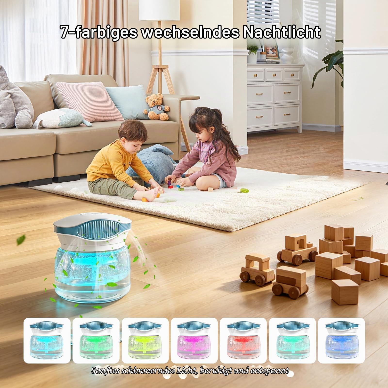 Lufterfrischer Luftbefeuchter Aroma Diffuser Ioniser with 30ml Essential Oils, Dayear Aromatisierer Raumluftreiniger, Water Air Purifier Based & Colour Changing LED Light