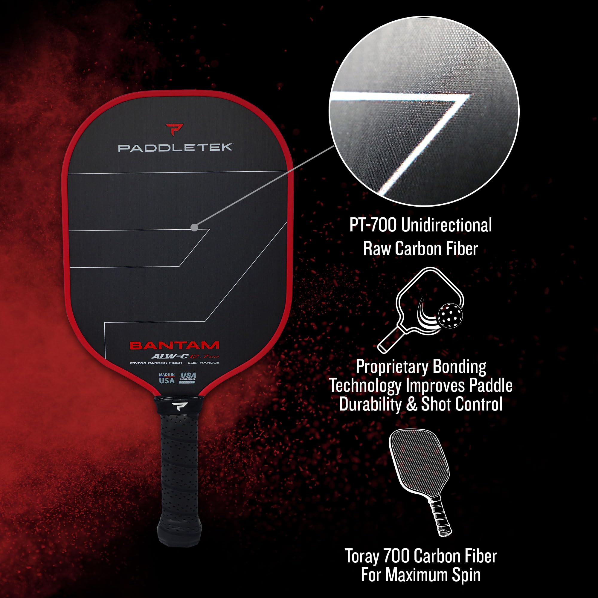 Paddletek Bantam ALW-C 12.7mm Pickleball Paddle - Unidirectional 