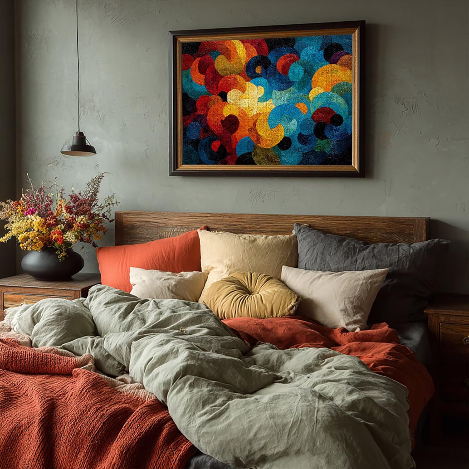 Niebieskie drewniane puzzle, 142 x 86 cm, abstrakcyjne puzzle, 4000 sztuk, dla dorosłych, z pudełkiem, edukacyjna, wymagająca gra, łatwe do odróżnienia, letnie prezenty, piękna dekoracja, 8-2322