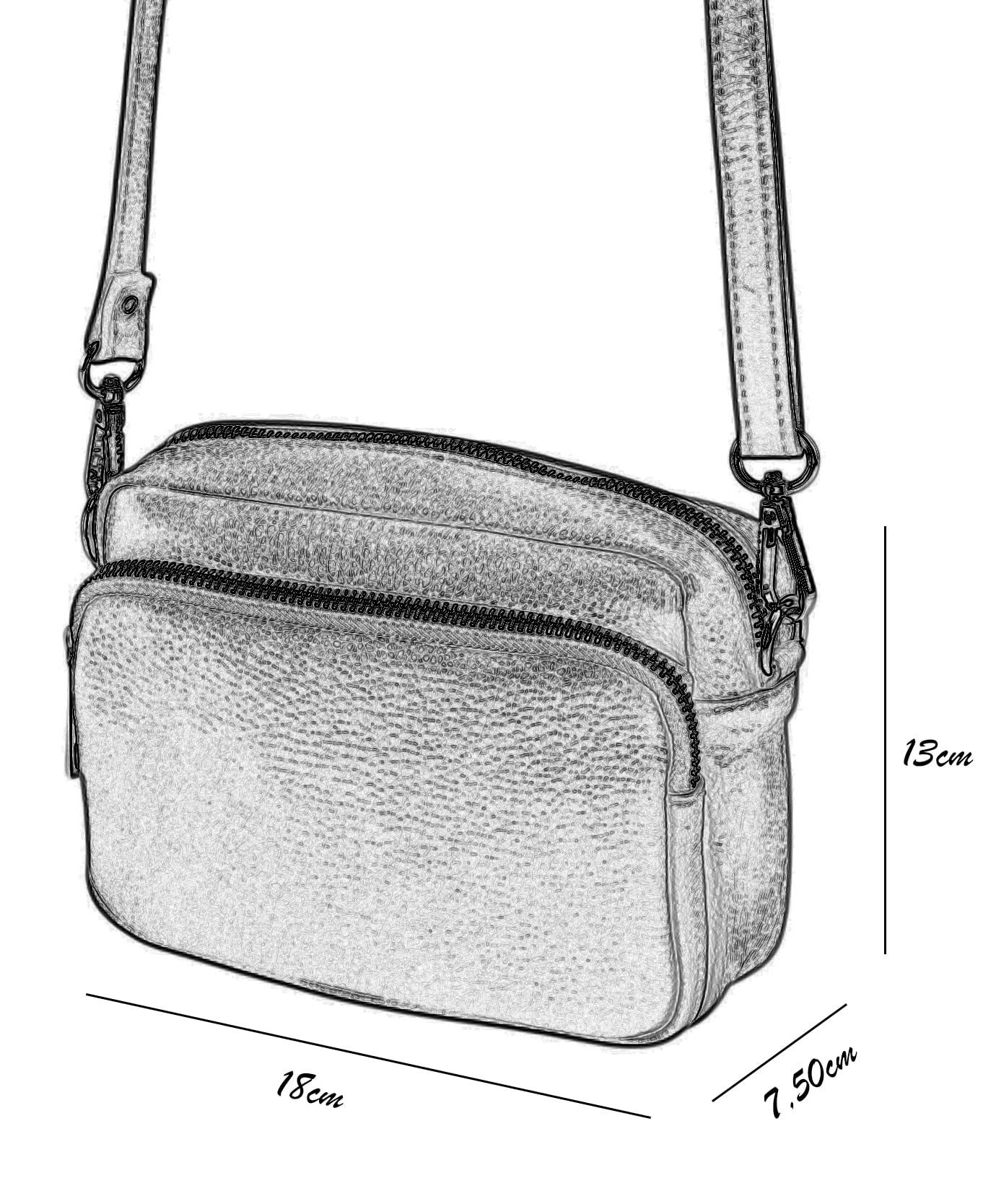 SH Leder Pia G394 - Bolso bandolera de piel (18 x 13 cm, correa de hombro ajustable, 18 x 13 cm)
