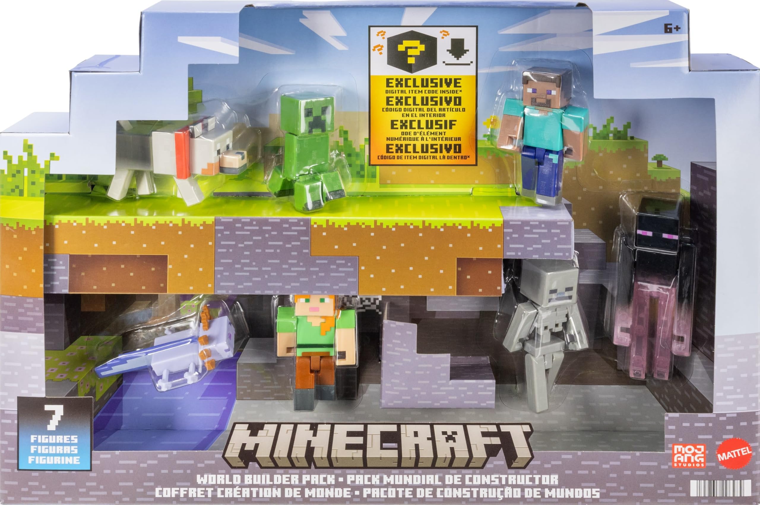 Amazon.com: ​Minecraft Set of 7 Action Figures, World Builder Pack