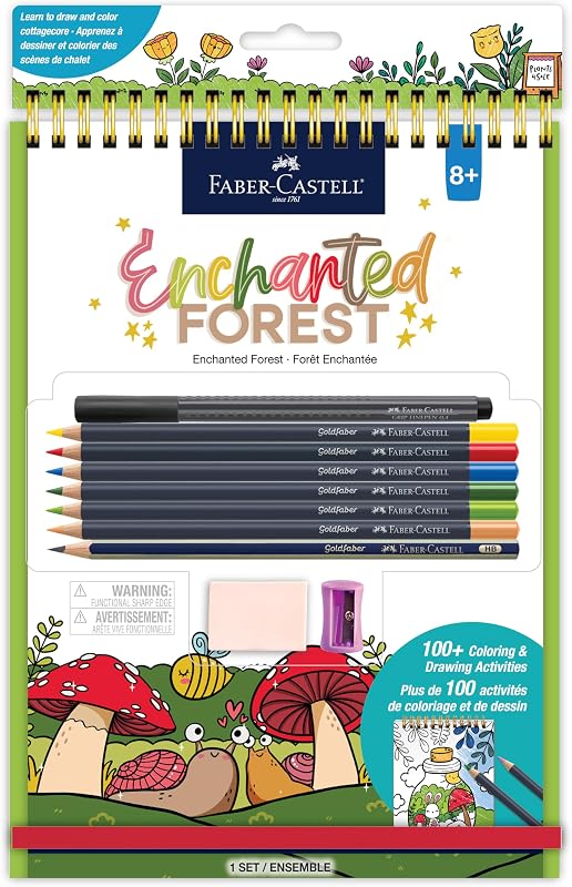Aprende a dibujar el bosque encantado: kit de dibujo paso a paso con más de 100 actividades, lápices de colores Goldfaber, pegatinas y más | Regalo de arte sin pantalla para niños, preadolescentes y principiantes (mayores de 8 años)