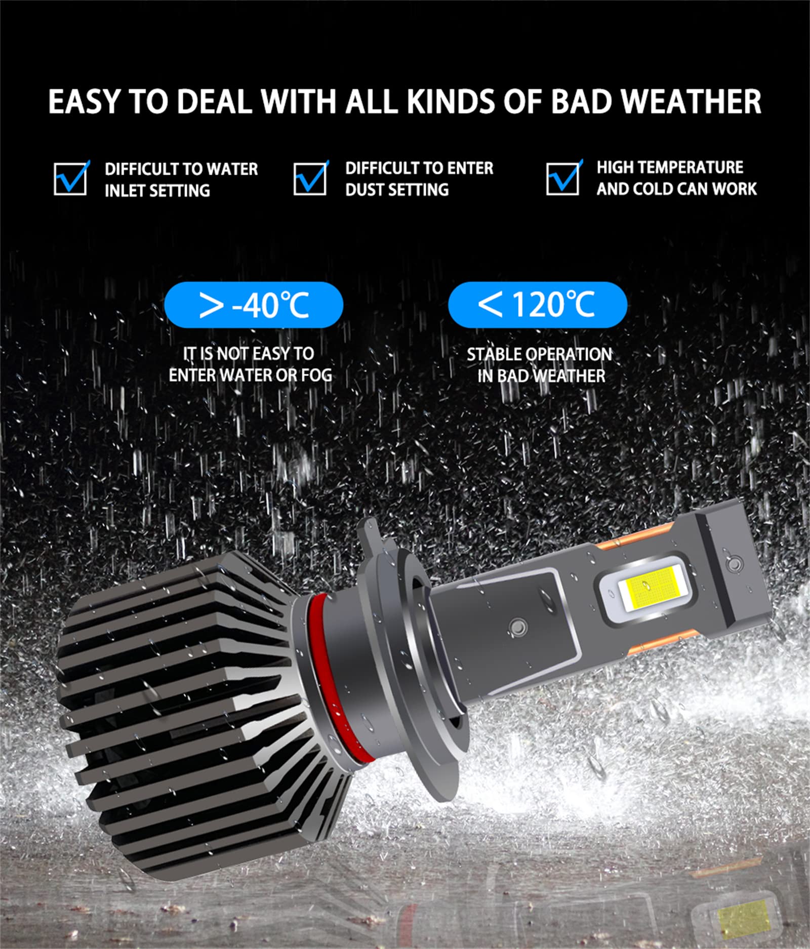 Bombillas LED Para Faros Delanteros, 80 W, 16 000 Lm, Kit De Conversión De Faros LED Más Brillantes, 6000 K, Blanco Frío, IP68, Resistente Al Agua, 50 000 Horas De Vida Útil, Paquete De 2,9005/hb3