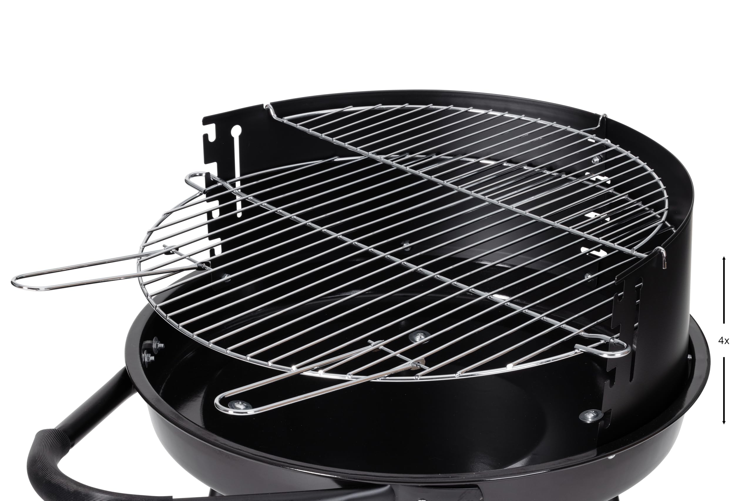 Tarrington House Holzkohlegrill Deluxe, Stahl, Tragbarer, rund, hohenverstellbarer Grillrost Ø 48 cm, mit Rädern, schwarz