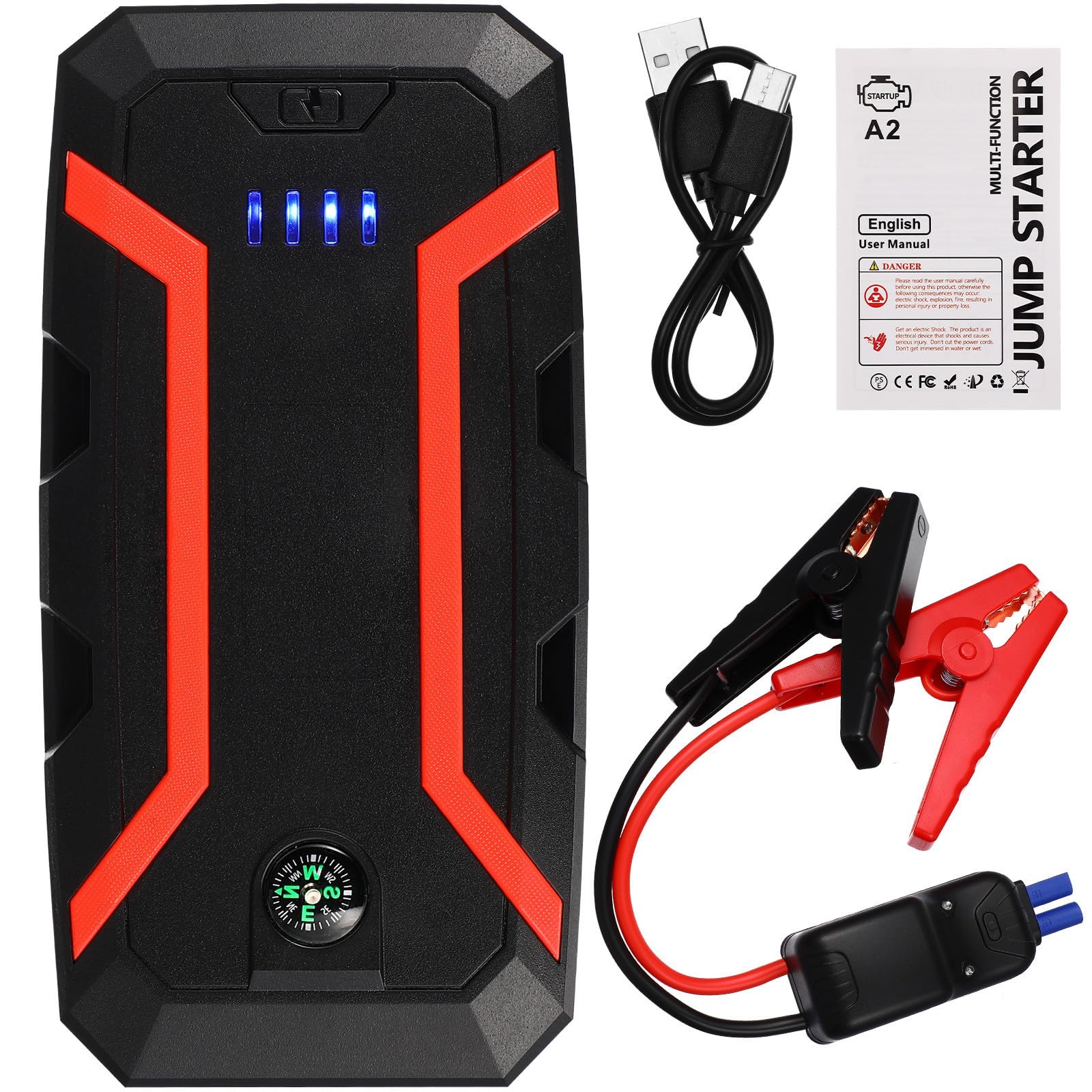 Avviatore di Emergenza Auto A2 30000mah Nero Portatile