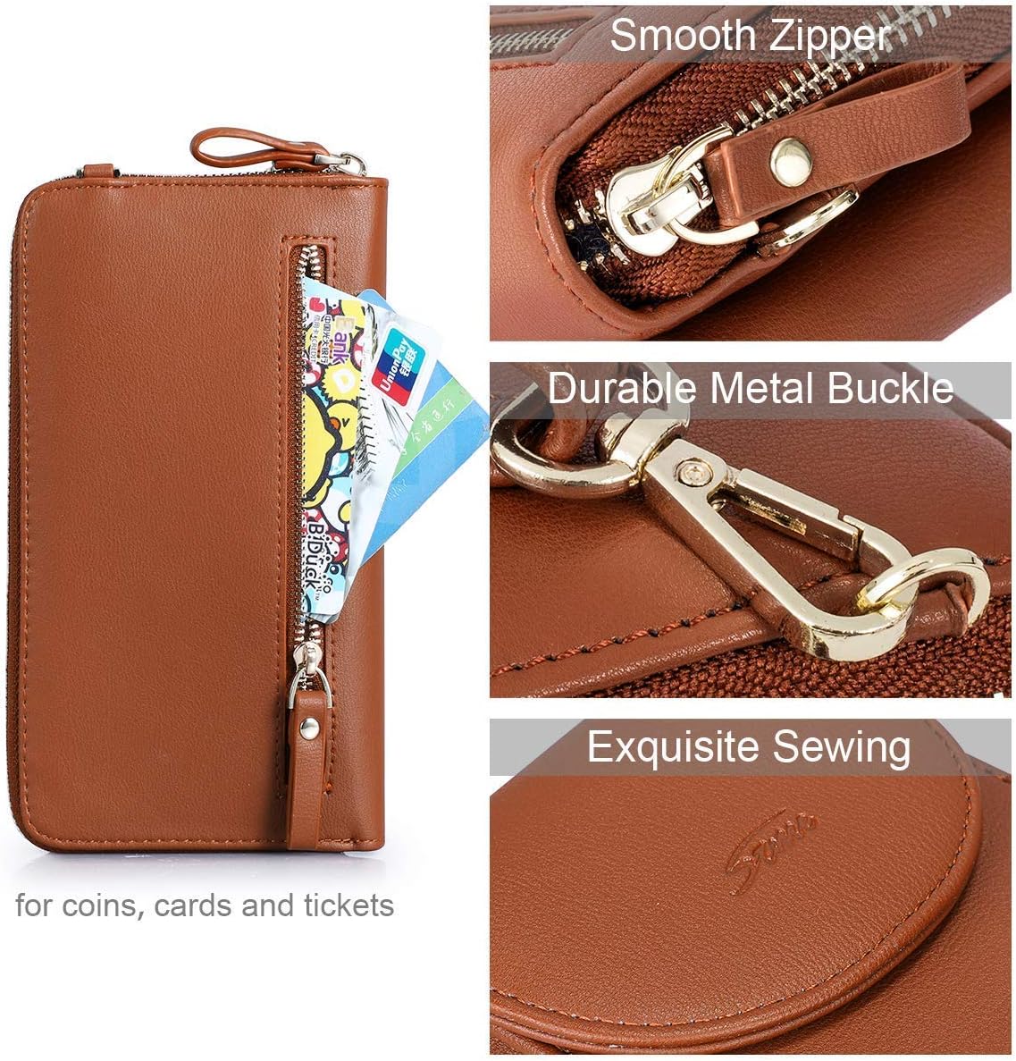 S-ZONE Women Genuine Leather Handbag Shoulder Purse Satchel Tote RFID Blocking PU Leather Crossbody Phone Bag Purse