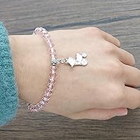 Vista 4 de WE Pulsera elástica de cristal rosa para baby shower con dije de carro de bebé (12 piezas)