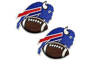2 pcs Buffalo Bills Patches Sew on Blue Buffalo with Football Patch