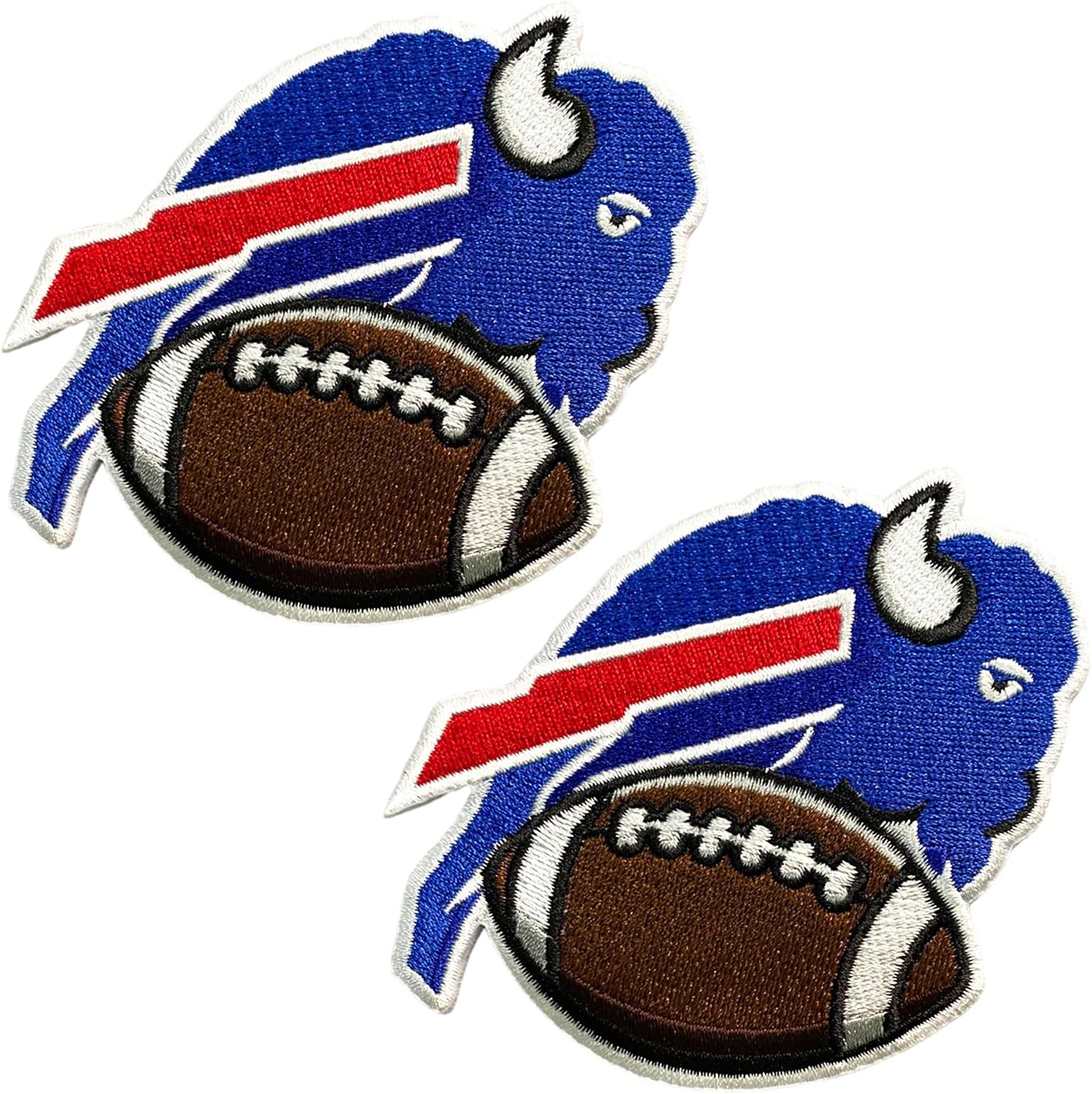 2 PCS Blue with Football Patch Embroidered Iron On Patches for Decorate Craft Clothes