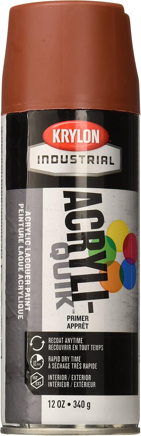 Krylon K01317A00 Primer Five Ball Industrial Spray Paint, 12 oz, Ruddy Brown (Pack of 1)