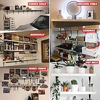 Vista 4 de 20 soportes de estante de 8 pulgadas, soporte flotante de acero negro resistente, soportes en L para estantes, soportes decorativos de montaje