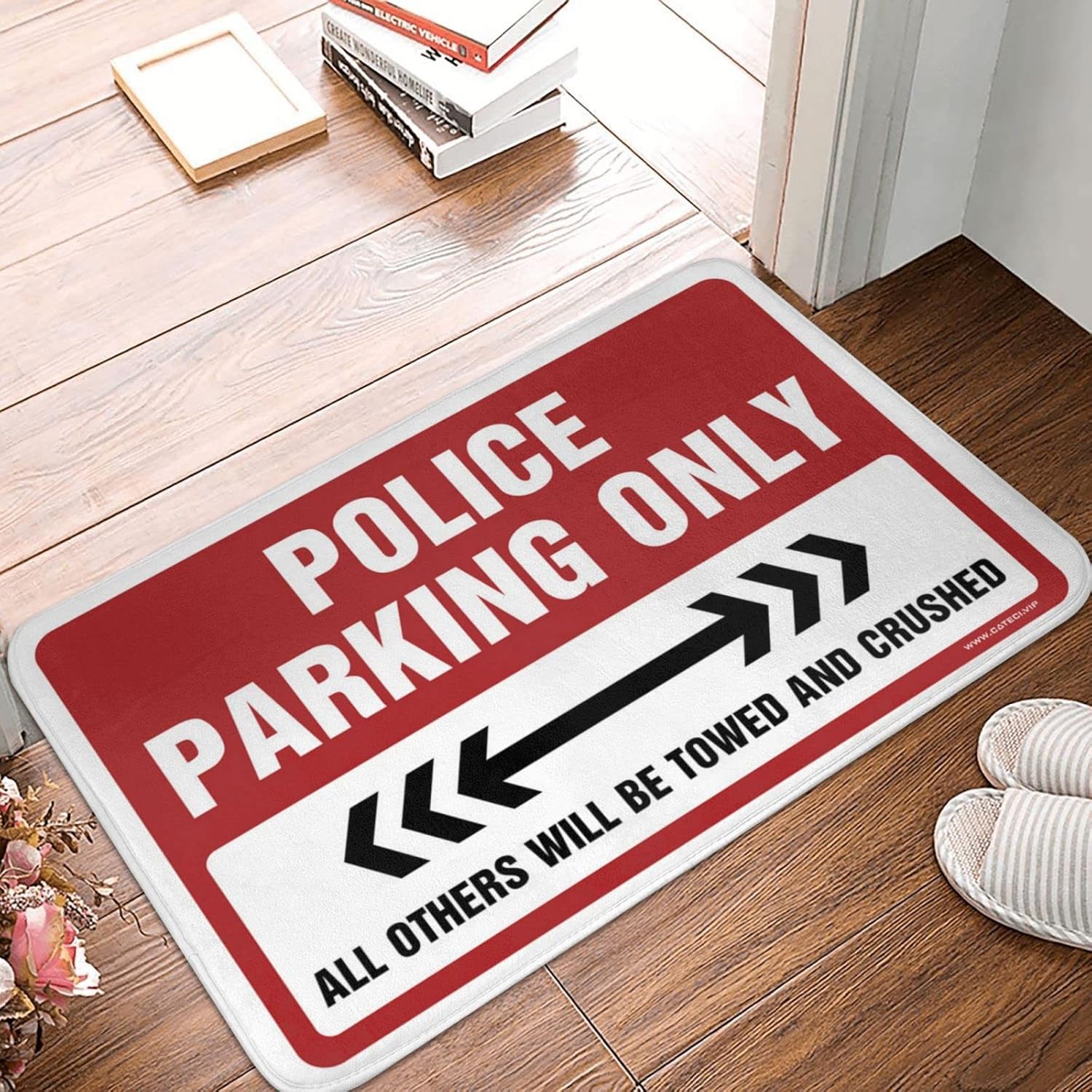 Rustic Kitchen Rugs Police Parking Only Rug Sports Bar Decor Farmhouse Bath Rug(Size:65X90CM)