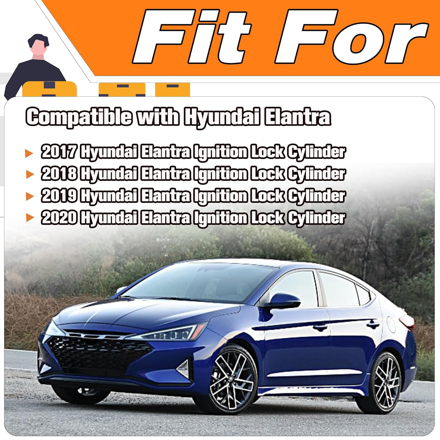 81905-F2230 Ignition Switch Assembly Compatible with 2017-2020 Hyundai Elantra Ignition Lock Switch Cylinder Assembly with 2 Keys Replace# 81905F2230