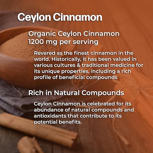 Miniatura 3 de Canela de Ceilán, certificada orgánica, sin OMG, sin gluten, apoya el metabolismo saludable, beneficios antioxidantes, suplemento energético