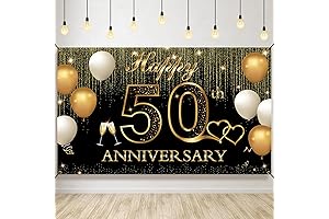 50th Anniversary Photo Backdrop Golden