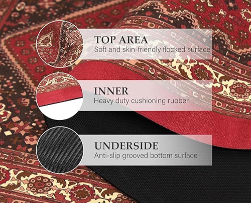 Miniatura 5 de Juego de 2 tapetes de cocina de goma antideslizante para piso, alfombras y tapetes de cocina bohemios, lavables, tapete acolchado de pie para