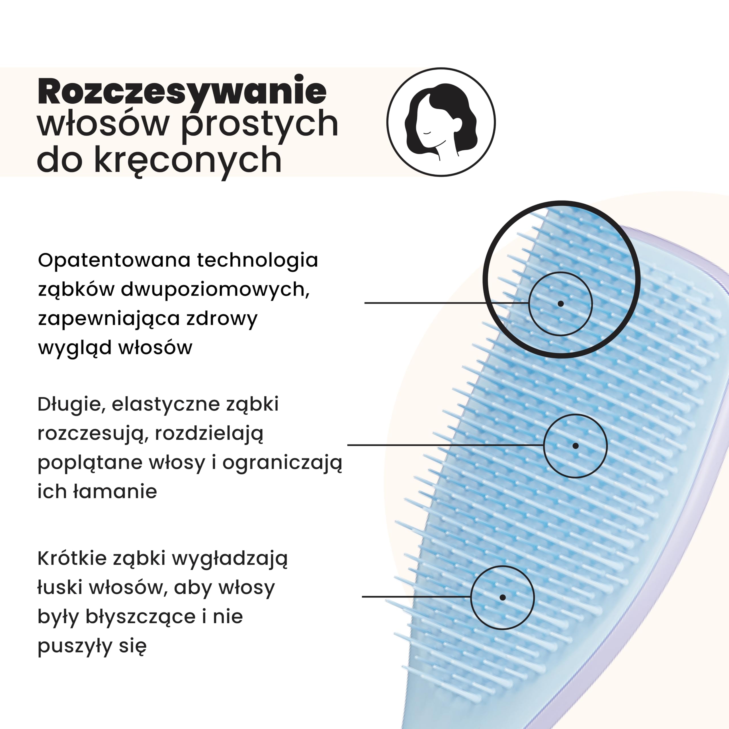 Tangle Teezer Ultimate Detangler - Szczotka do rozczesywania do wszystkich rodzajów włosów - Dwupoziomowe ząbki zmniejszają łamliwość i eliminują splątania - Liliowy chmurny błękit