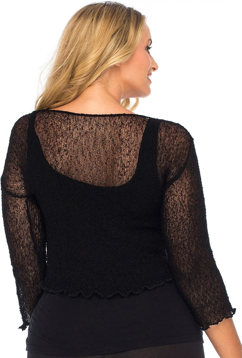 Back From Bali Womens Plus Size Shrug Bolero Sheer Cardigan Arm Cover Lightweight Sweater