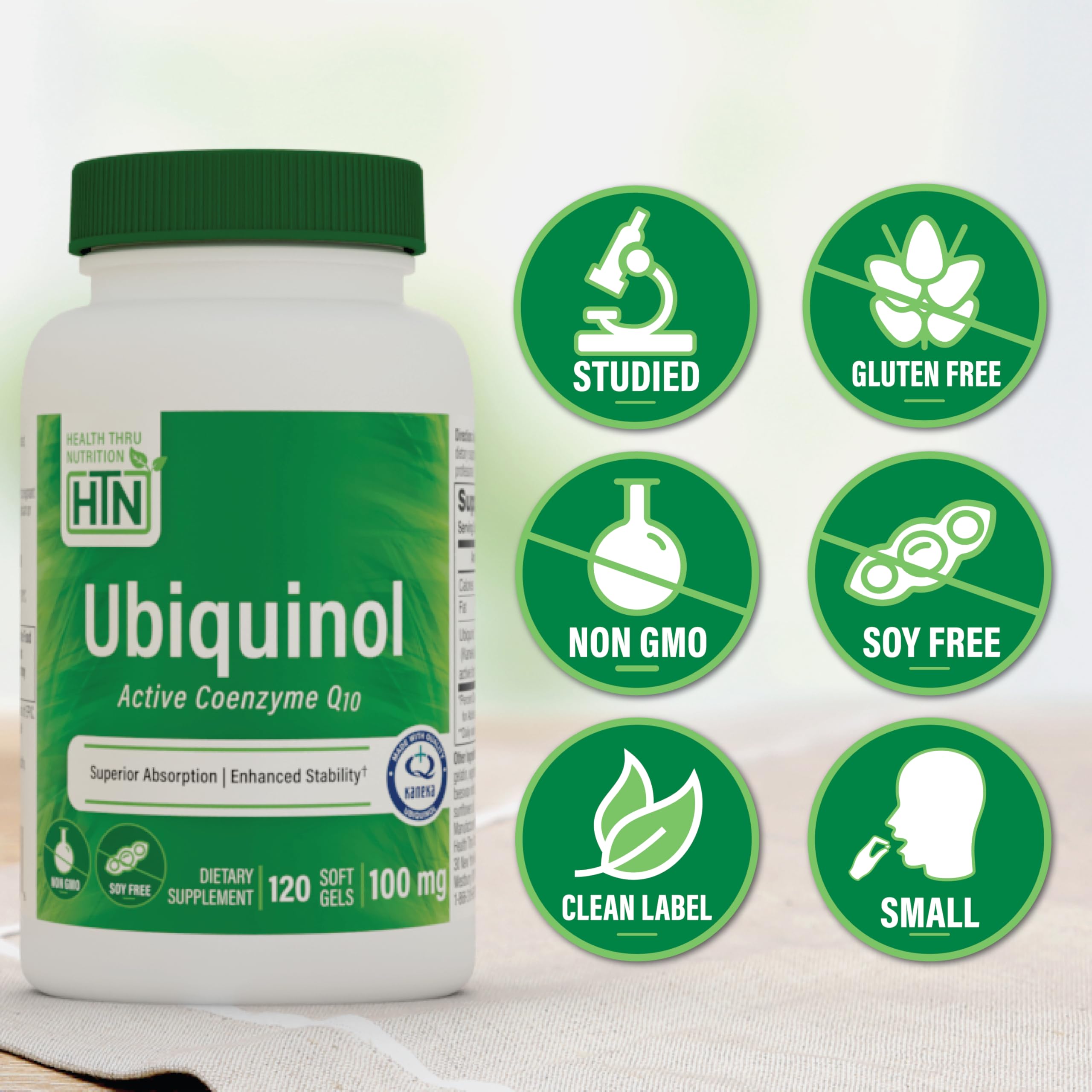 Health Thru Nutrition Ubiquinol 100mg 120 Softgels Kaneka QH Active CoQ10 — Amazon image 3