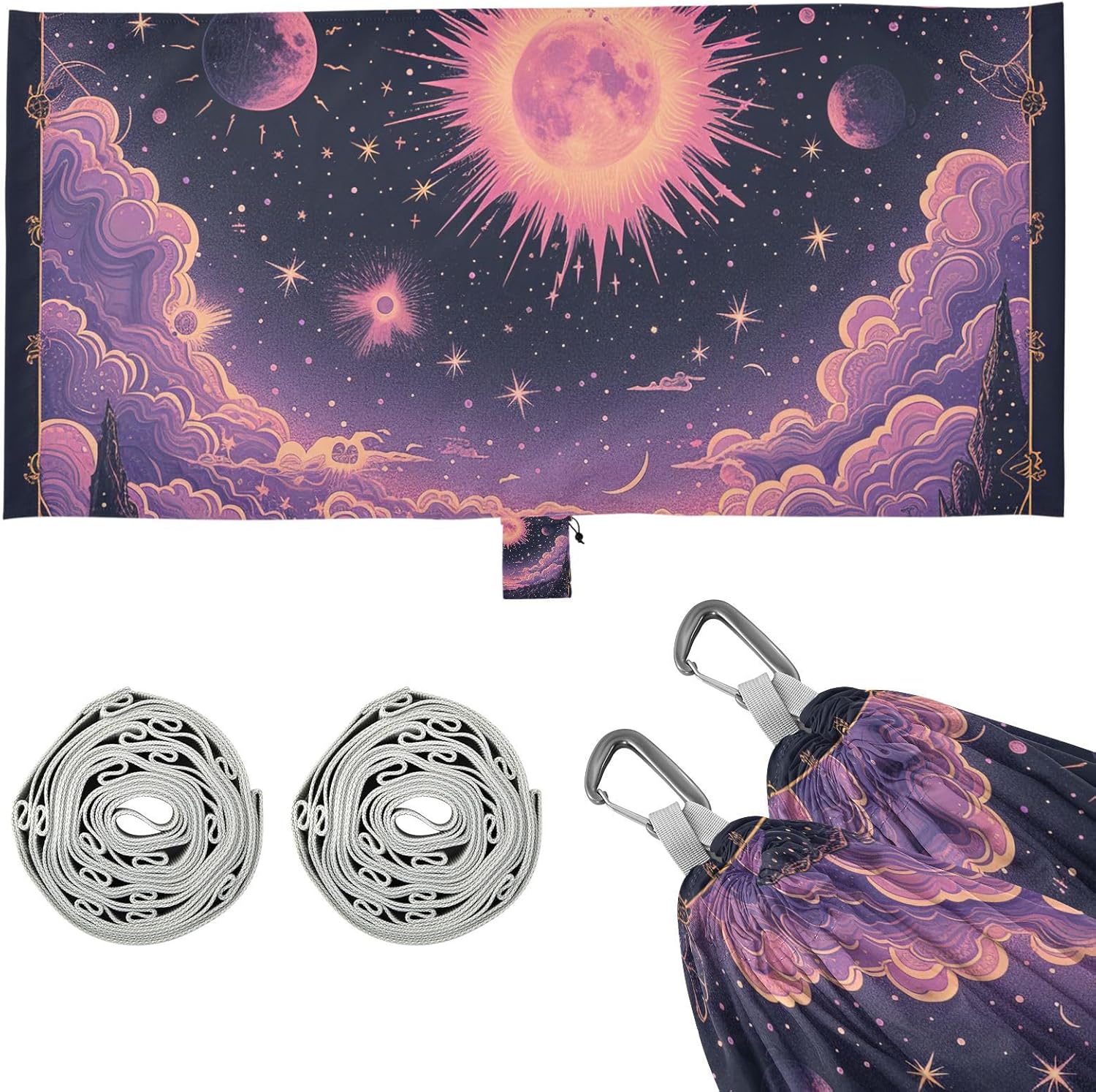 Celestial Tarot Moon 330lb Capacity Hammocks Cloth Hammock for Outside Beach Patio Garden para ir de Camping