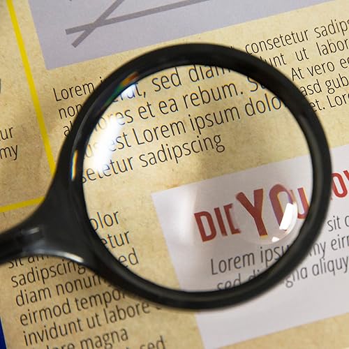 Miniatura 2 de BAZIC - Lupa redonda de 3 pulgadas, 2 x de mano y 4 inserciones bifocales