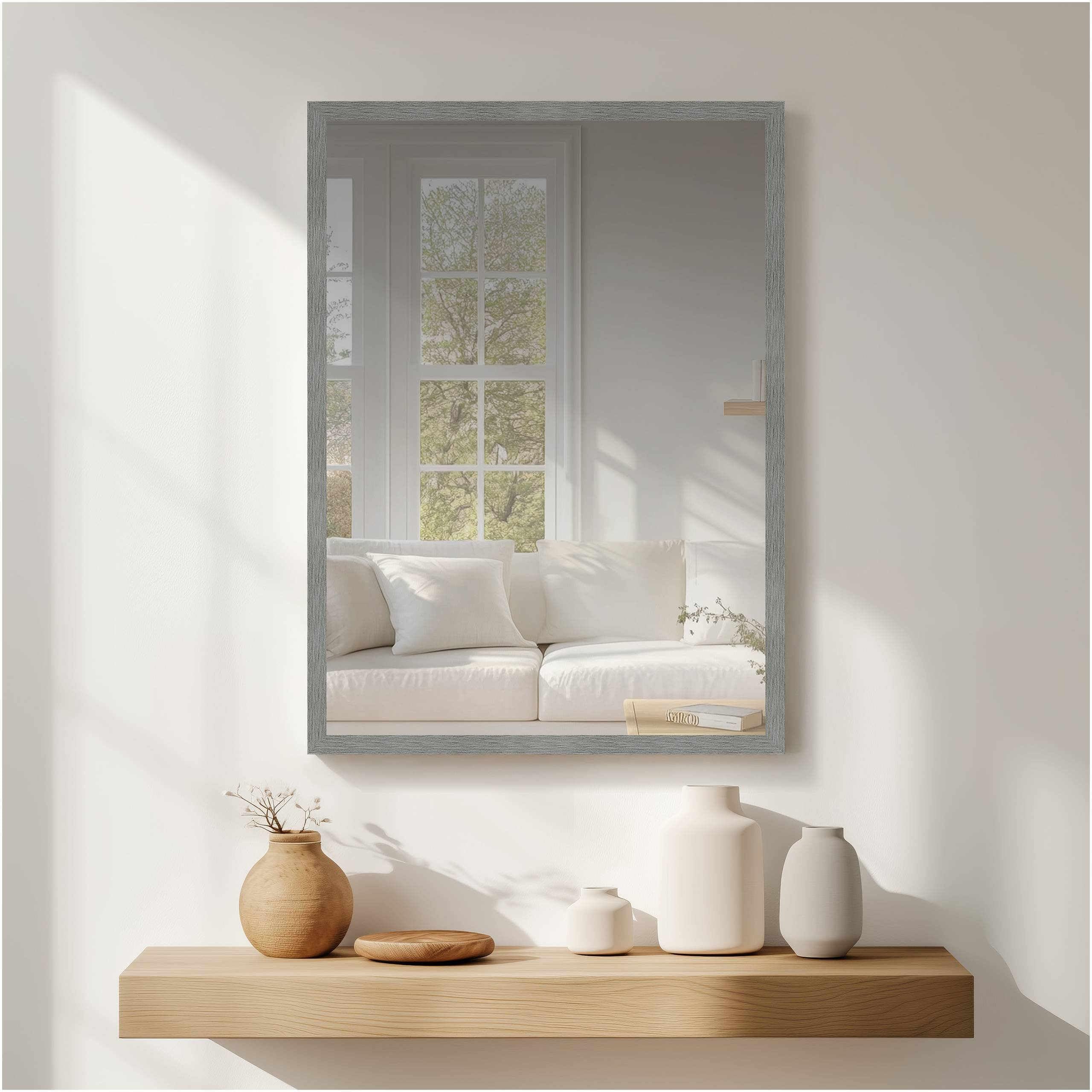 Nielsen Home Brushed Grey Star Rectangular Wall Mirror - 50X70cm - Aluminium Frame - With Hanging Set - Modern Minimalist Home Décor