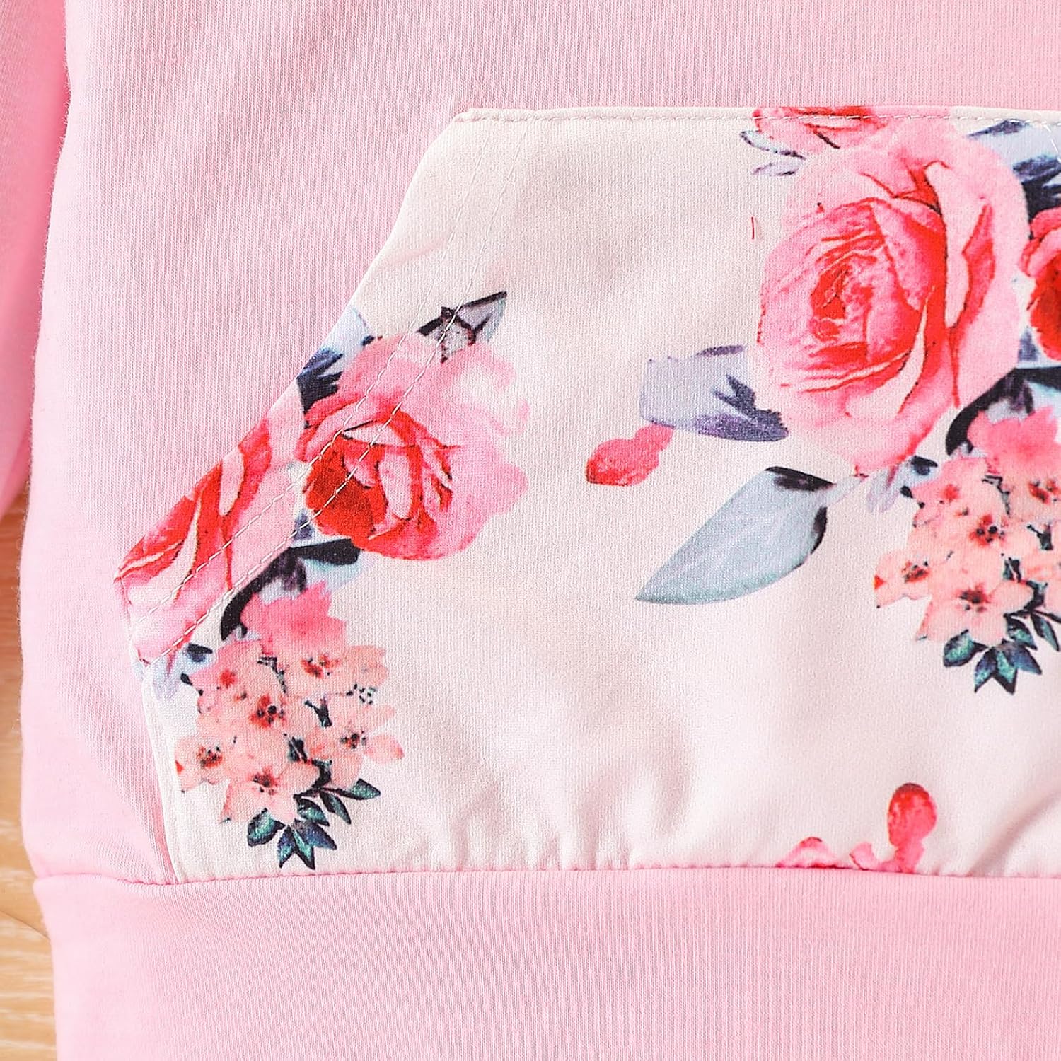 2PC Girls Clothes Girl letter and Floral print Hooded Set, letter print Top +Floral print Pants Set
