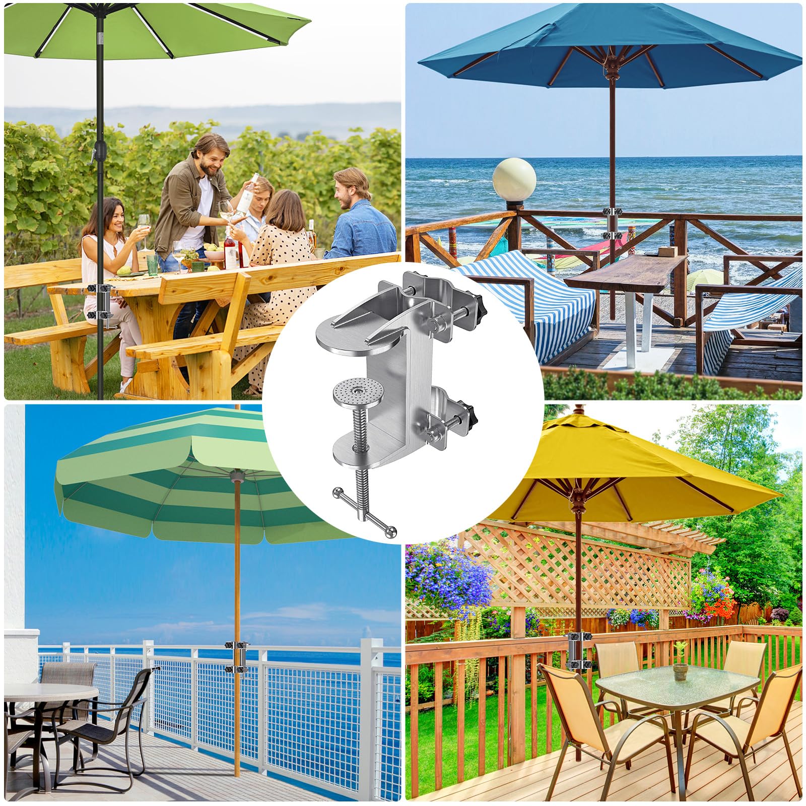 BeneLabel Pince Parasol Balcon Pied Parasols Fixe Terrasse/5.5cm Pôle